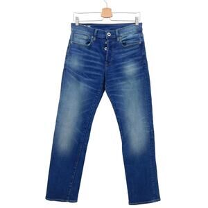 G-Star‎ Raw Men's 3301 Blue Button Fly Slim Straight Denim Jeans Size 30x28